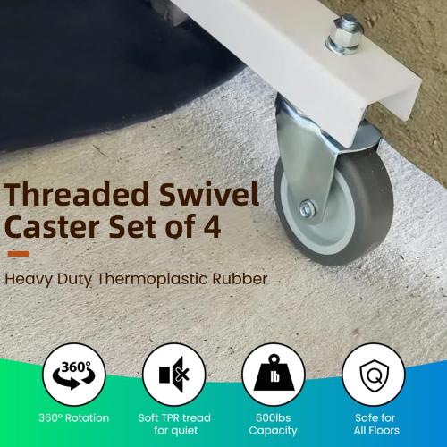 3 Inch Swivel Caster Wheels Set of 4, Heavy Duty Stem Caster Wheels 1/2 -13 x 1-1/2, Non-Locking 360 Degree TPR Rubber Casters for Furniture, Carts, Workbench