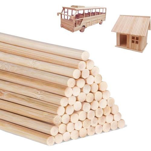 Size 3/8 x 36 Inch 10 PCS Dowel Rods Wood Sticks Wooden Dowel Rods - Unfinished Bamboo Sticks - for Crafts and DIYers