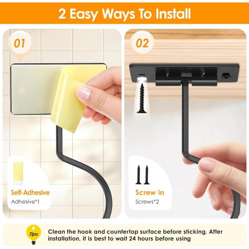 Self Adhesive Banana Hook Under Cabinet Foldable Banana Hanger | Black Metal Under Counter Banana Hook Holder to Keep Bananas Fresh Banana Holder for Kitchen RV Space Saving