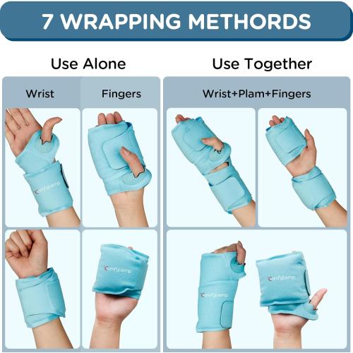 Comfytemp Wrist Ice Pack Wrap for Carpal Tunnel Relief, 2 Packs, FSA Eligible HSA, Gel Ice Packs for Injuries Reusable for Wrist Hand Pain, Hot Cold Compress Brace, Surgery Recovery Gifts Men Women