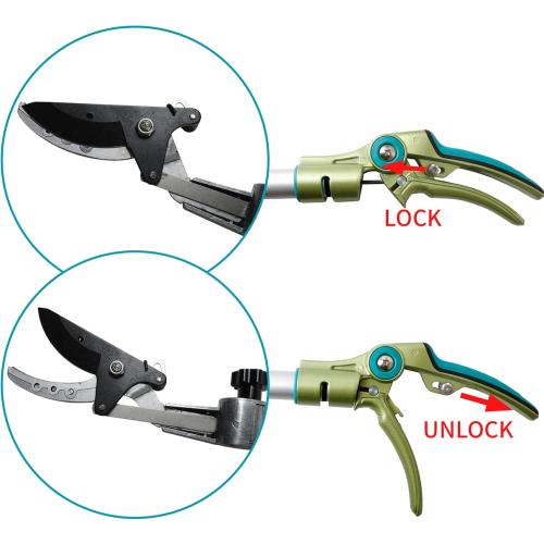 GARTOL Pruner for Garden, Cut Upto 1 Inch & Hold Telescopic Pole Pruner, Fruit Picker with Rotating Blade Head, Lightweight Aluminum Extendable Handle for Tree Branch Cutter, 3.67-5.45 FT, Silver