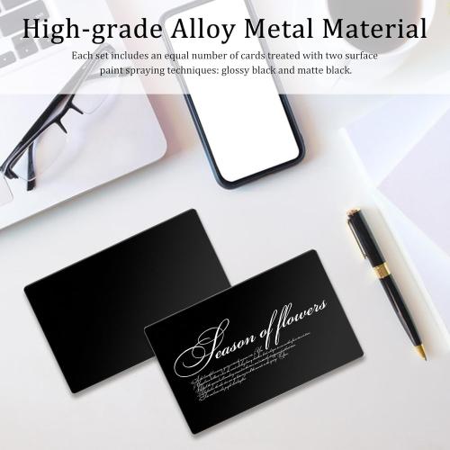 200 Pack Black Metal Business Cards Alloy Metal Business Card Blanks for Laser Engraving Customer DIY Cards (Glossy & Matte Black)