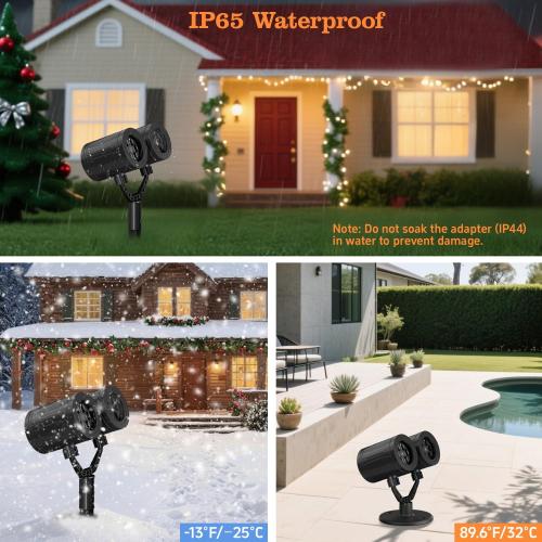Christmas Projector Lights Outdoor, Snowflake Lights Night, Christmas Dynamic Snow Lamp Projection, Xmas Holiday Indoor Party Decor, Waterproof Snow Flake Projector Light Home Decorations