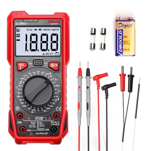 DELIXI Digital Multimeter, Manual Range Tester with High Accuracy Measures Voltage, Current, Resistance, Capacitance, Temperature, NCV, Dual Ceramic Fuses Included