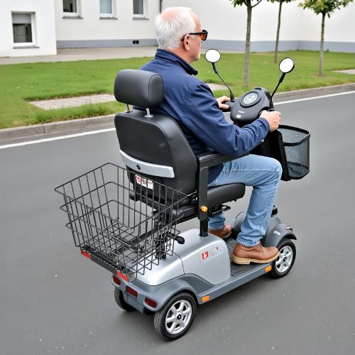 VEVOR Scooter Rear Basket, Heavy Duty Metal Wire Basket with Handle, Spacious Cargo Basket, Works with 1-inch Receiver, Compatible with Most Golden, Drive & Pride Mobility Scooter