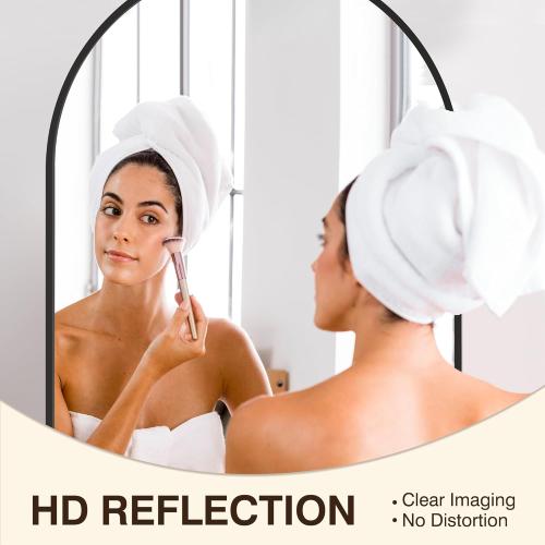 Set of 2 Size 24x36 Color Black FICTOR Bathroom Mirror for Wall,2 Pack 24”x36” Arched Vanity Bathroom Mirror for Over Sink, Metal Framed with HD Shatter-Proof Glass for Entryway, Living Room,Bedroom(Black)