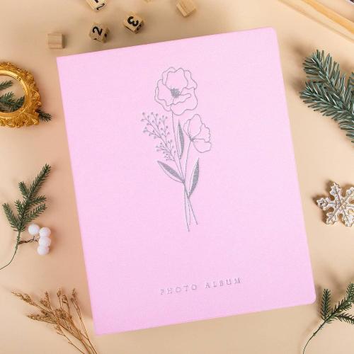 Lanpn Photo Album 4x6 400 Pockets, Linen Photo Albums Holds 400 Vertical Pictures Only Pink