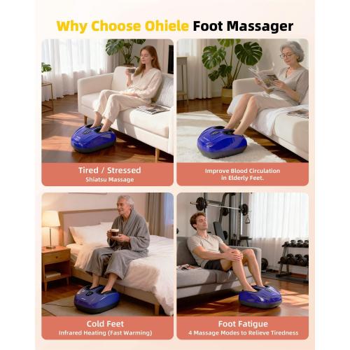 Foot Massager with Heat,Shiatsu Deep Kneading Massager for Plantar Fasciitis, Foot Massage Machine with Multi Massage Modes & Remote Control for Pain Relief(Blue Purple) USED
