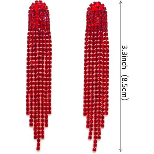 Chandelier Rhinestone Earrings for women,Long Earrings Dangle Dangling Bling Earring Crystal Rhinestone Statement Drop Tassels rhombus Earrings for Prom Fashion Jewelry