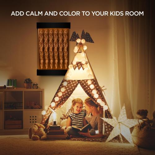 boldworks Bubble Wall Fountain Lamp Sensory Bubble Wall Panel with Remote and 16 Color LED Light Acrylic Water Panel for Indoor Home Autism Kids Room (35 inch) (35)