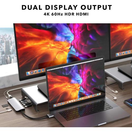 Docking Station, USB C Hub, TOTU 9 in 1 Triple Display Docking Station with Collage Display Mode, Dual 4K HDMI, VGA, 100W PD, 3 USB 3.0 and TF/SD Card Reader for MacBook Pro Air and Type-C Laptops