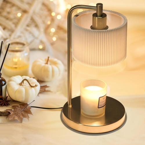 Candle Warmer Lamp with Timer, Dimmable Candle Wax Warmer Electric Candle Lamp for Scented Candles with Bulbs, Christmas Gifts House Warming Gifts Home Decor (Gold-Basic)