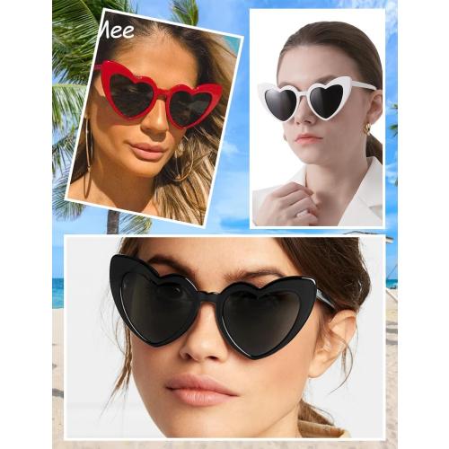 Women Fashion Heart Sunglasses 12 Pack Heart Shaped Sunglasses for Women Vintage Love Cat Eye Retro Glasses