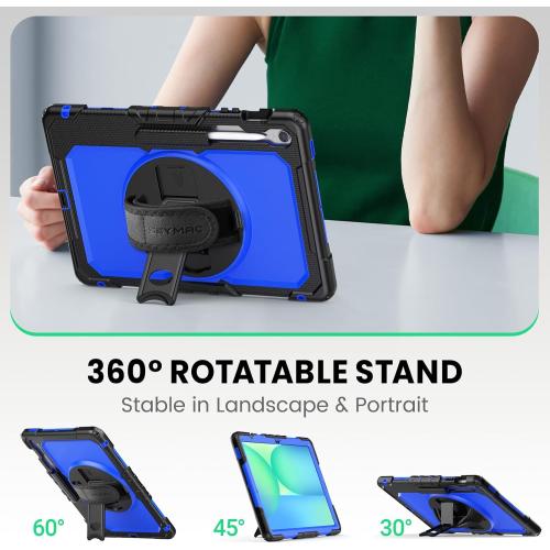 SEYMAC Case for Samsung Galaxy Tab S10 FE / S10 FE Plus 5G 13.1″ 2025, Heavy Duty Full-Body Shockproof Protective Case with Screen Protector, Stand, Hand/Shoulder Strap and Pen Holder, Dark Blue