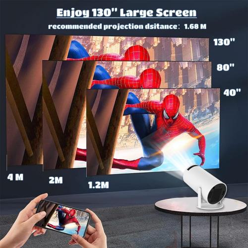 4K Mini Projector with and Bluetooth, Portable Smart Projector 1080P Support, 180°Rotatable Home Movie Projector Android 11 for Phone/TV Stick/Laptop