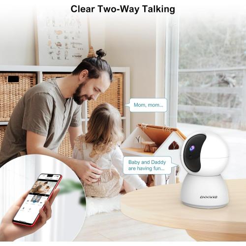 White 2.4&5GHz WiFi Indoor Security Camera,2K/3MP Camera for Home Security, 355° Pan/Tilt Pet Cam, IR Night Vision Baby Monitor, 2-Way Audio, Motion Tracking, Cloud & SD Card Storage