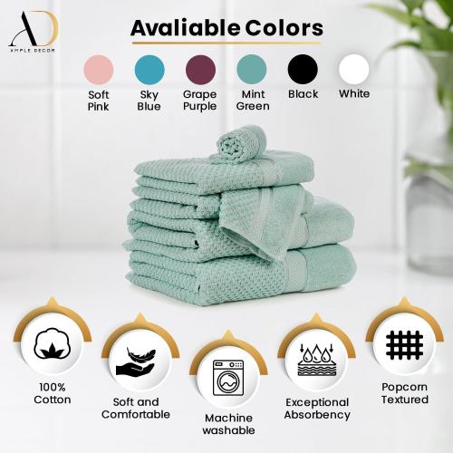 Ample Decor 100% Cotton Hand Towel for Kitchen Set of 2 Mint Green, Absorbent Premium Quality, Oeko TEX Certified, for Bathroom, Hotel, Spa, Gym, Kitchen - 18 X 28 Inch - Mulaayam Collection