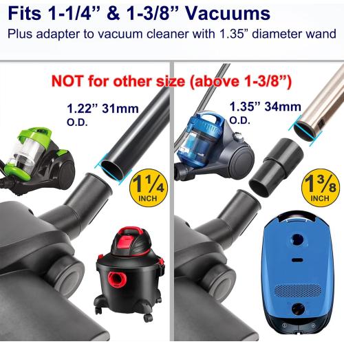 Portek Turbo Brush Head for 1-1/4 1-3/8(35mm) Vacuum Cleaners, Turbohead Floor Nozzle Vacuum Attachment Ideal to Remove Pet Hair from Low to Med Pile Carpets Area Rugs Hard Floors