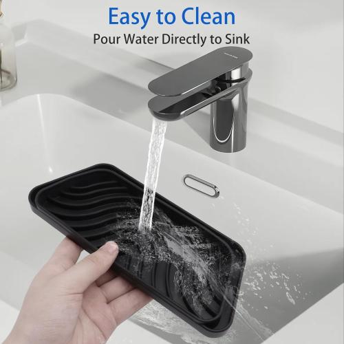 2 Pack Silicone Refrigerator Drip Tray, Cuttable Refrigerator Drip Catcher, Protects Ice and Water Dispenser Pan, Fridge Spills Water Pad for Whirlpool, GE, Samsung, (Rectangular, Black)