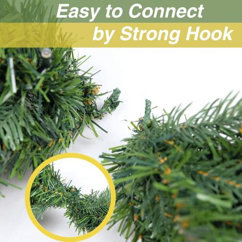 Christmas Garland 9ft with 50 Led, 330 Tips Prelit Fraser Fir Garland with 50 LED Lights, Lush and Classics Green Style for Indoor Outdoor Home Xmas Decoration