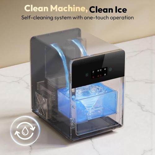2'' Clear Ice Ball Maker – 4 Ice Spheres in 35min, 144 pcs/Day, Auto&Manual Fill, Fast Ice Machine with LCD Touch Panel, Self-Cleaning, Quiet Home & Bar Ice for Whiskey Bourbon Parties