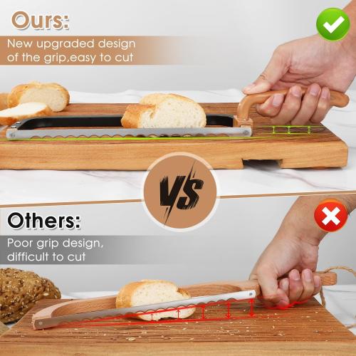Bread Knife for Homemade Bread Bow Knife 16, Bread Saw Sourdough Slicer Aluminum Alloy Sourdough Cutter Suit for Left & Right Handed People to Cut Baguettes Vegetables Fruits 1Count