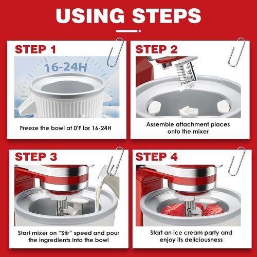 Ice Cream Maker Attachment for KitchenAid, Ice Cream Maker Bowl | For KitchenAid 4.5/5/6 Quart and Larger Models, Frozen Ice Cream & Sorbet Gelato Maker, White, Mixer/Machine NOT Included