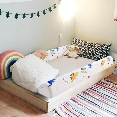 2-Pack Premium Foam Bed Bumpers for Toddler, Non-Slip Bed Rails for Toddlers for Twin, Queen, King Beds, Machine Washable Bumpers Cover for Easy Care（Size: 52 x 7 x 5）