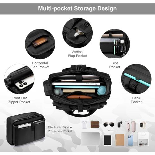 Stypos Tactical Messenger Bag,14inch/15.6inch/17.3inch Briefcase for Man Military Laptop Bag, Flight Work Bags for Pilots