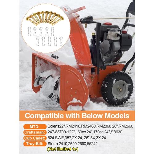 Biggun 10 Sets of Shear Pins & Cotter Pins for Snowblower - 738-04124 and 714-04040 Replacement Shear Pin Kits Compatible with MTD Craftsman Cub Cadet Troy Bilt Snowblowers