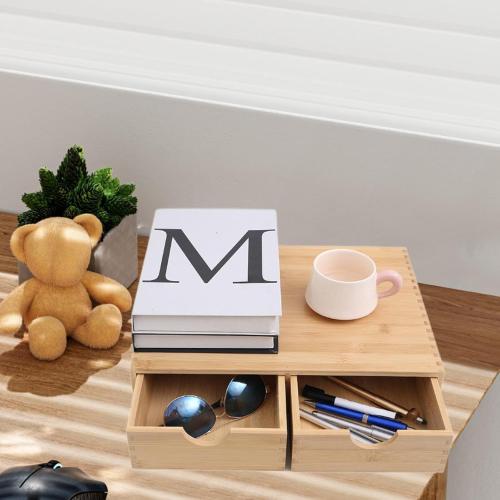 Capsule Storage Organizer Tabletop Storage Organization Box Bamboo Drawer for Workspace Counter Bathroom Toiletries Products
