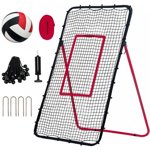 Size 4x7FT Color Black Volleyball Rebounder Net with 5 Adjustable Angles, Bounce Back Trainer for Passing, Serving & Hitting Practice, Ideal Volleyball Training Equipment for Backyard