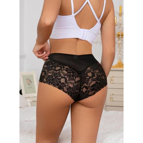 Sexy High Waisted Underwear for Women Plus Size Briefs Breathable Lace Panties High Waisted Cheekster Granny Panties