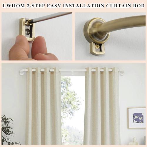 Antique Bronze Curtain Rods for Windows 48-88,1 Inch Disc Wrap Around Curtain Rod with Aluminum Finials and Brackets,No Screw Disassembly Adjustable Blackout Curved Room Darkening Curtain Rod