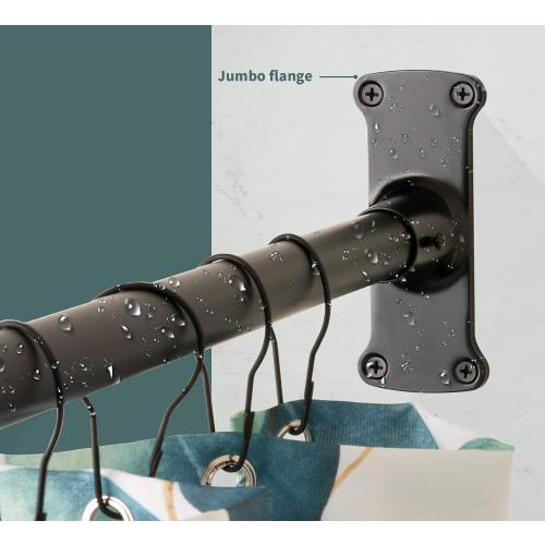 L Shaped Shower Curtain Rod, Bathroom Bathtub Corner Shower Curtain Rod with Ceiling Support (MATT BLACK)
