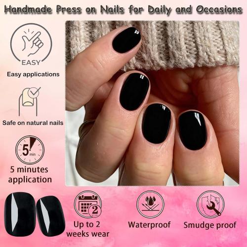 LoveOurHome 576pc Round Square Press on Nails Short Fake Nails, XS Short Press on Nails Squoval Acrylic Nails Tips Full Cover, Gel Artificial Fingernail False Presson 24 Colors for Kids Girls Women