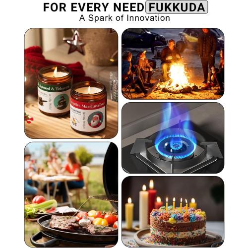 FUKKUDA Electric Arc Candle Lighter with Safety Switch - USB Rechargeable, Windproof & Flameless for Romantic Evenings, Valentine's Day Gift & Stocking Stuffer (Obsidian Black)