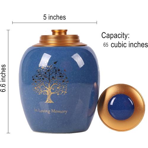 Medium Urn for Human Ashes - Tree o Life Handicrafted Cremation Urn - Beautiful Keepsake Urns - Small Urn for Human Ashes Made of Ceramic - Hold 65 Cubic inches Human or Pet Ashes