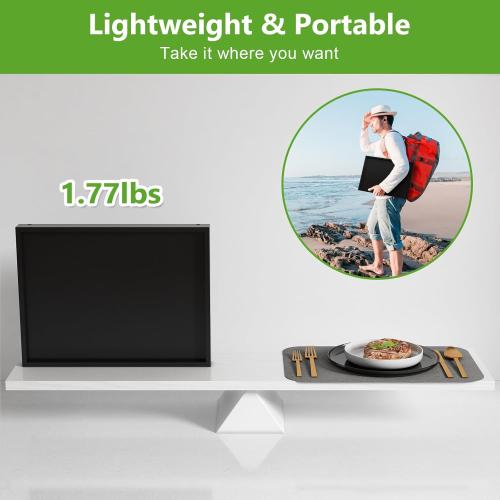 Bed Tray Table with Folding Legs, Bamboo Breakfast in Bed for Kitchen Serving Tray, Sofa, Eating, Used As Laptop Desk Snack Tray (6 Pack, Black Color)