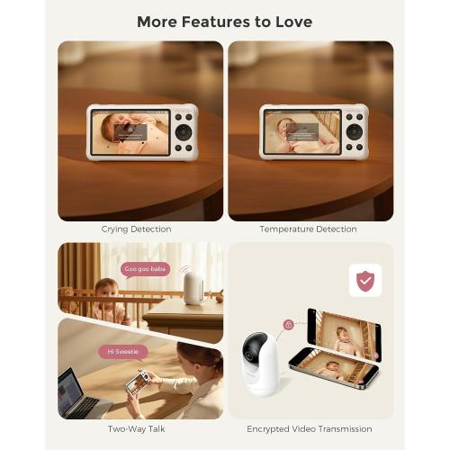 Momcozy Smart WiFi Baby Monitor with Camera and Audio, 5 1080P Screen with Wall Mount, Motion & Cry Detection, Safe Fence,Clear Night Vision, 5000mAh Battery, 2-Way Talk, Photo & Video Recording,BM04