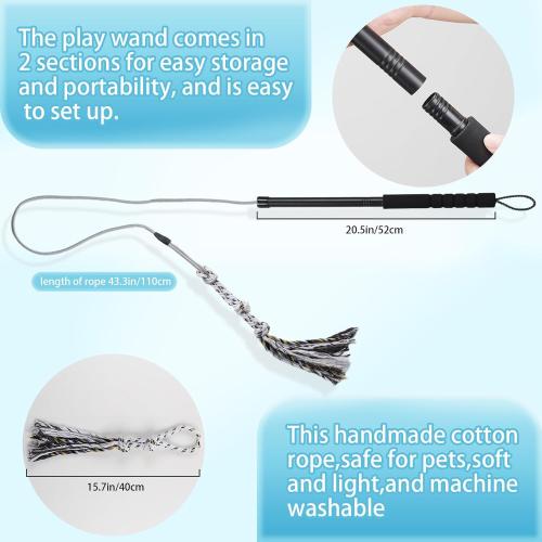 Flirt Pole for Small Medium Dogs,Interactive Chase and Tug of War Outdoor Dog Toys,Heavy Duty Dog Teaser Wand Chase Toys with Rope,Durable Flirt Stick Pole for Dogs Outside Agility Exercise & Training