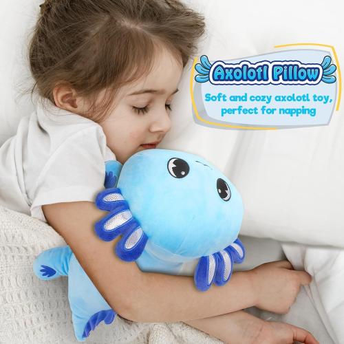 Officygnet Axolotl Plush, 13 Soft Stuffed Animal Plush Toy, Cute Axolotl Plushies Pillow, Kawaii Plushies Dolls for Kids, Blue Axolotl Gift for Girls Boys
