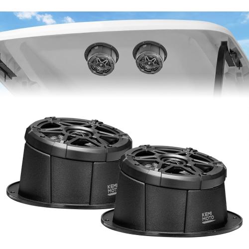 KEMIMOTO 6.5 inch Speaker with Enclosure Pods, No Worry About Speakers Compatibility, IPX5 Water-Resistant Coaxial Speaker Box, Universal Fit for UTVs, RVs, Cars, Boats, Trunks, Golf Carts