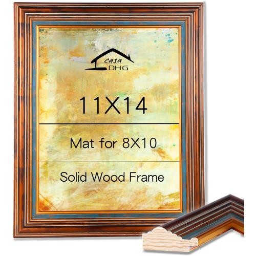 11x14 Vintage Picture Frame, Gold Finish with Real Glass Front, 11 x 14 Photo Frames Elegant Design for Wall, Perfect for Home, Art, or Wedding Photos, Gift