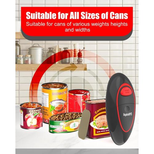 One Touch Electric Can Opener for All Can Sizes, Smooth Edge Design for Seniors with Arthritis, Automatic Kitchen Gadget & Food Safety