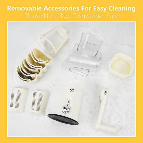 Rotary Cheese Grater with Handle: 5 in 1 Cheese Grater Hand Crank Cheese Shredder with Strong Suction Base Kitchen Vegetable Slicer with 5 Interchangeable Blades, Storage Box, White