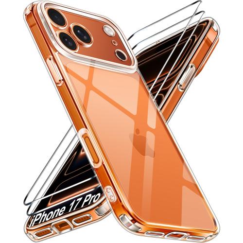 ivoler 3-in-1 Clear Case Designed for iPhone 17 Pro 6.3'' 2025 with 2 Pack Tempered Glass Screen Protector, Military Shockproof Hard Back Slim for iPhone 17 Pro Cover - Clear