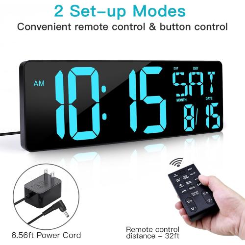 XREXS 17.2 Inch Large Digital Wall Clock with Remote Control