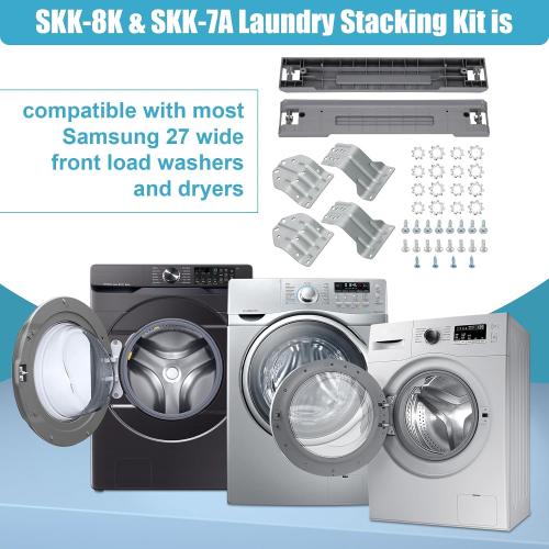 Size 27 2024 UPGRADED SKK-8K & SKK-7A Stacking Kit for Samsung's 27 Wide Front Load Washer and Dryer Combo - Samsung Stackable Washer Dryer Kit Including All Parts - Replace for SK-5A SK-5AXAA