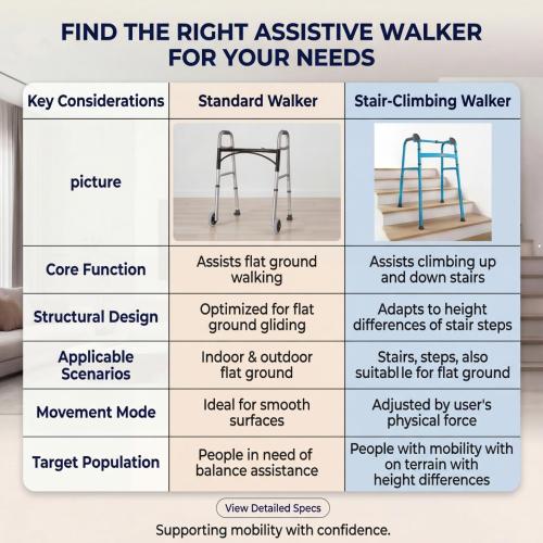 Foldable Stair Climbing Walker for Seniors | Adjustable Height, Wheel-Free Walking Aid, Lightweight Aluminum Alloy, Supports Up to 300lbs, Portable Stair Assist Bar